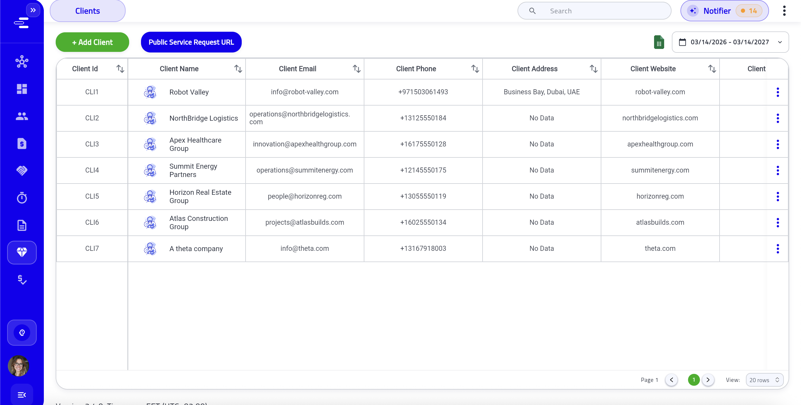 Stark clients module screen