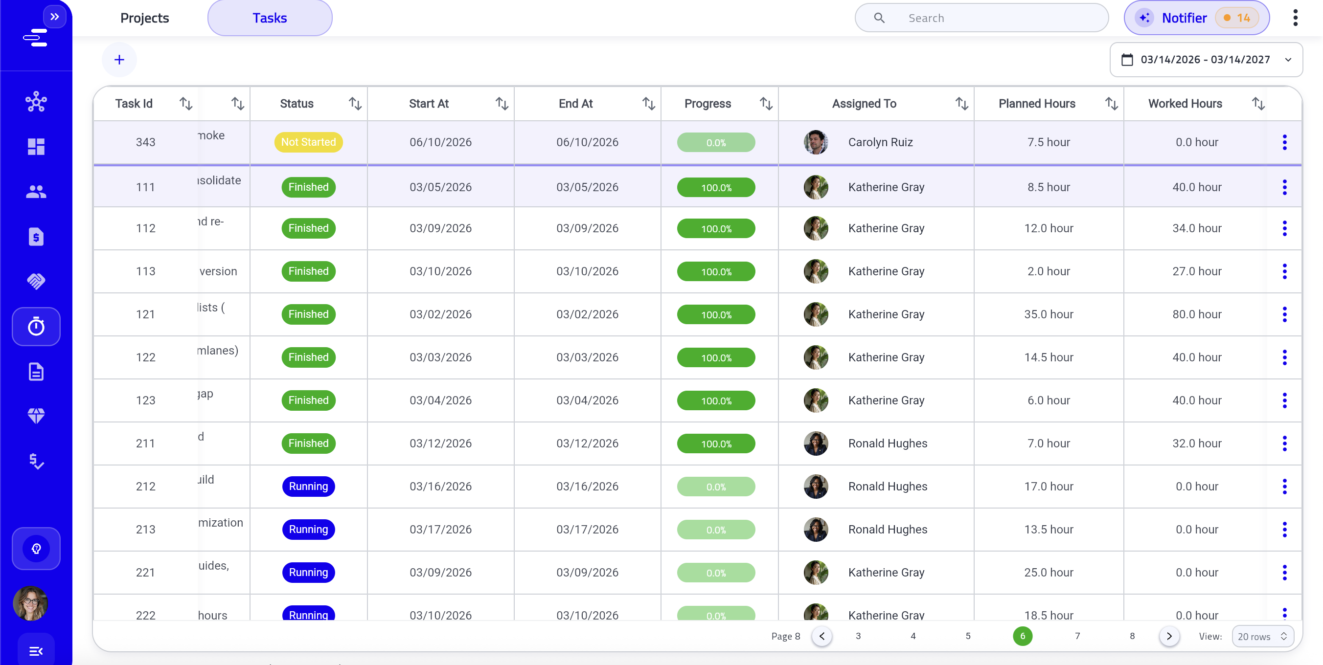 Stark tasks module view